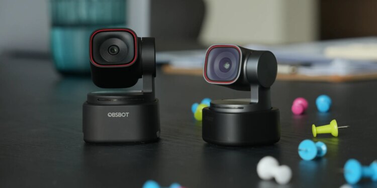 An image showing the Obsbot Tiny 3 Lite and Tiny 3 sittin gnext to each other. The Lite is a little bigger than the regular Tiny 3.