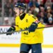 Islanders prospect Victor Eklund celebrates after scoring a goal for Sweden in their 4-2 win over Czech Republic during the gold medal game in the 2026 World Junior Championship on Jan. 5, 2026.