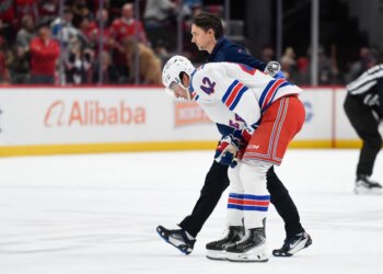 Rangers rookie Noah Laba, who suffered an upper-body injury during their New Year's Eve loss to the Capitals, may return to the lineup on Saturday against the Bruins in Boston.