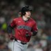 Arizona Diamondbacks' Jake McCarthy watches his home run during the third inning of a baseball game against the San Diego Padres Friday, Sept. 26, 2025, in San Diego.