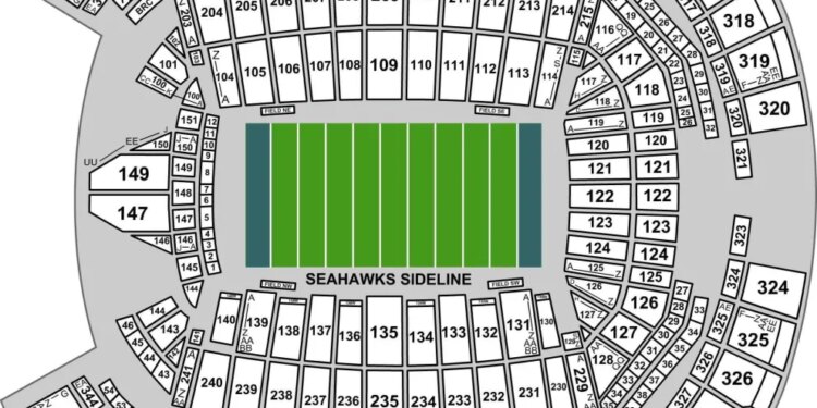 A map of Seattle's Lumen Field.