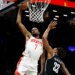 Kevin Durant #7 of the Houston Rockets slams the ball over Nic Claxton #33 of the Brooklyn Nets in the first half at the Barclays Center in Brooklyn, New York, Thursday, January 01, 2026.