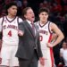 St. John's Red Storm head coach Rick Pitino reacts to a call during the second half as St. John's Red Storm defeats Seton Hall Pirates 65-60 at Madison Square Garden in Manhattan, New York.