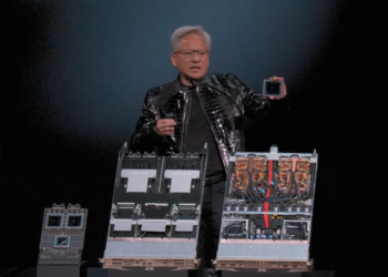Nvidia CEO Jensen Huang showing off Vera Rubin chips at CES 2026