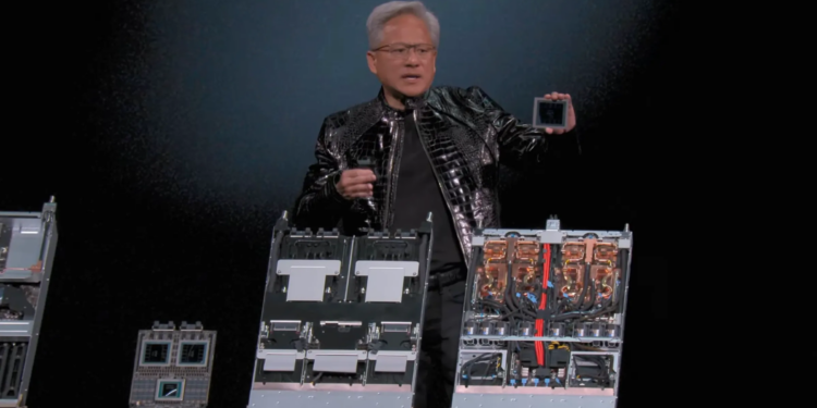 Nvidia CEO Jensen Huang showing off Vera Rubin chips at CES 2026