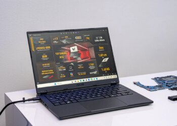 Spotted at CES: Asus stuck a Strix Halo into its budget TUF gaming laptop line. Asus wouldn’t say price just yet.