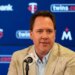 Minnesota Twins president of baseball operations Derek Falvey at a news conference.