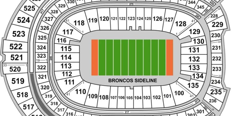 A map of the Denver Broncos' Empower Field at Mile High.