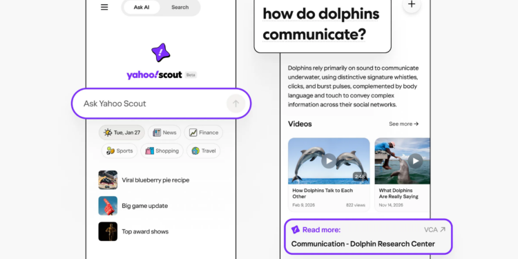 Two screenshots of Yahoo Scout in a mobile app.