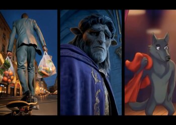 Three screenshots taken from AI-generated Samsung ads on YouTube.