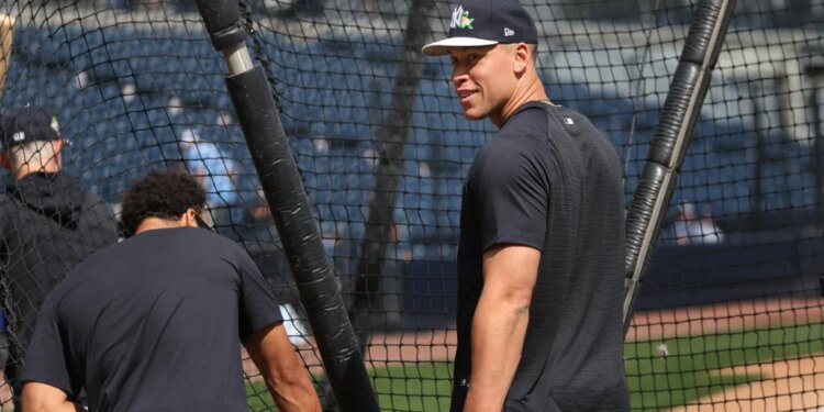 New York Yankees right fielder Aaron Judge #99 at Spring Training.