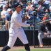 Aaron Judge belts a homer in the third inning, the first of his two long balls in the Yankees' 20-3 spring training blowout win over the Tigers on Feb. 21, 2026.