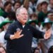 Michigan State coach Tom Izzo giving instructions during an NCAA basketball game.