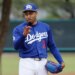Edwin Diaz, a relief pitcher for the Los Angeles Dodgers, at spring training.
