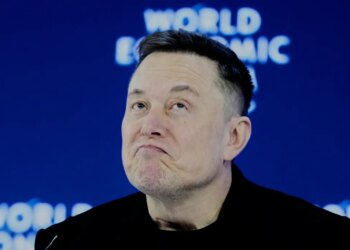 Elon Musk attends the World Economic Forum in Davos.
