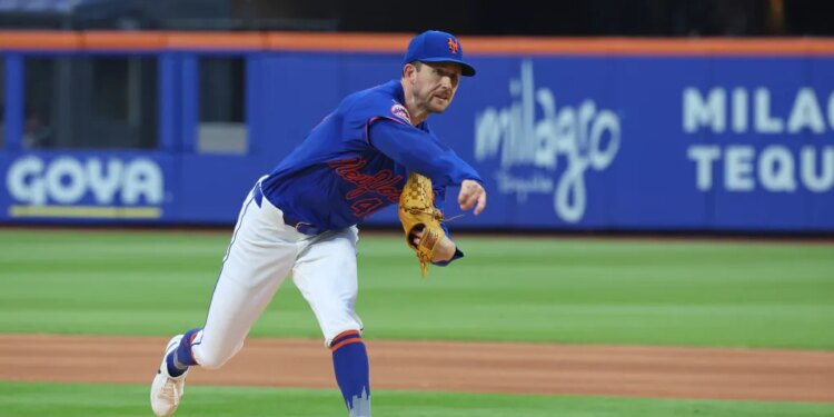 Griffin Canning (46) pitches in the first inning when the New York Mets played the Atlanta Braves Thursday, June 26, 2025 at Citi Field in Queens, NY.