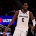 Jaren Jackson Jr. of the Memphis Grizzlies reacting after a basket.
