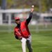 Red Sox pitcher Aroldis Chapman throws during a spring training baseball workout in Fort Myers, Fla., Monday, Feb. 16, 2026.