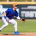 New York Mets shortstop Jackson Cluff is on the field in the sixth inning against the St. Louis Cardinals during Spring Training at Clover Field, Wednesday, Feb. 25, 2026, in Port St. Lucie