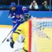 Team USA's Laila Edwards takes a shot on goal during the first period against Sweden at the 2026 Winter Olympics on Feb. 16, 2026.