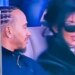 Kim Kardashian and Lewis Hamilton sitting together at Super Bowl 2026 at Levi's Stadium in Santa Clara, Calif. on February 8, 2026.