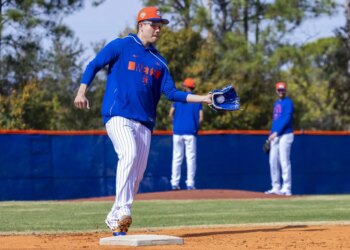 Kodai Senga works on a fielding drill during Mets' spring training practice on Feb. 11, 2026 in Port St. Lucie.