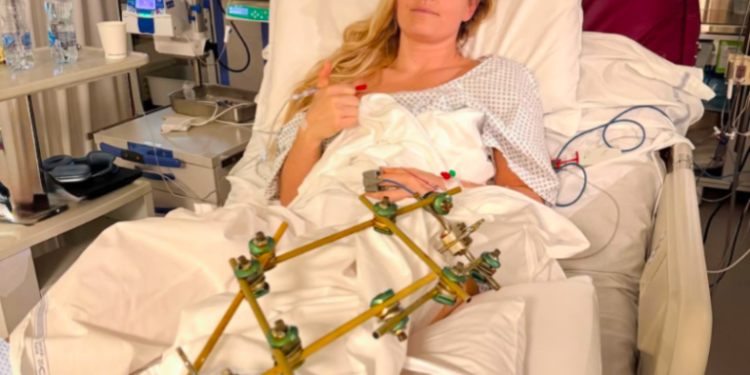 Lindsey Vonn shares a photo of her in a hospital bed in Italy on Feb. 11, 2026.