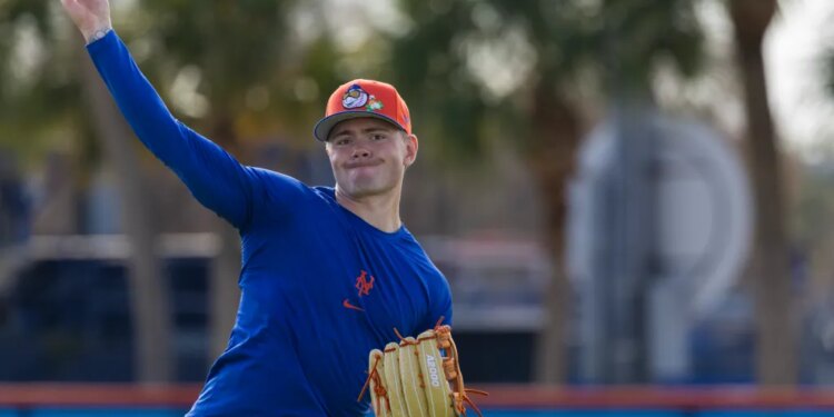 A.J. Ewing throws during Spring Training at Clover Field, Thursday, Feb. 19, 2026.