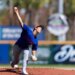 New York Mets pitcher Jonah Tong throws batting practice during Spring Training.