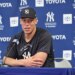 Aaron Judge speaks to reporters at Yankees spring training on Feb. 16, 2026.