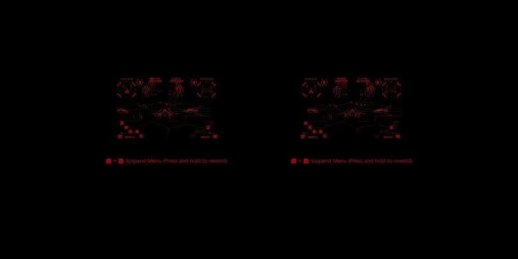 A screenshot of a Virtual Boy game running on a Nintendo Switch 2.
