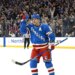 Rangers left wing Artemi Panarin (10) reacts after he scores a goal