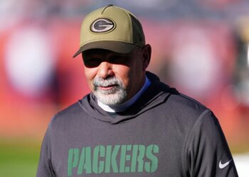 Green Bay Packers special teams coach is Rich Bisaccia before an NFL football game against the Denver Broncos Sunday, Dec. 14, 2025, in Denver.