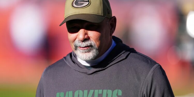 Green Bay Packers special teams coach is Rich Bisaccia before an NFL football game against the Denver Broncos Sunday, Dec. 14, 2025, in Denver.