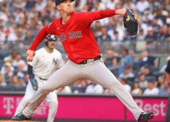 Boston Red Sox pitcher Walker Buehler throws a pitch.