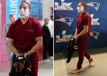 Patriots' Mack Hollins arrives at Super Bowl 2026 in prison jumpsuit