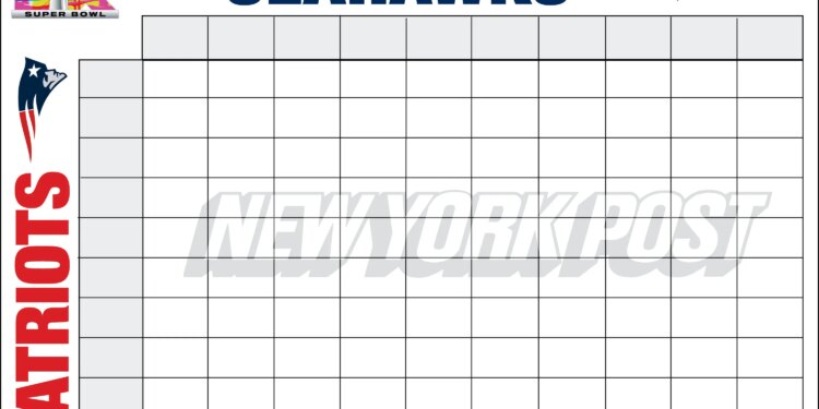 Printable boxes template for Seahawks vs. Patriots