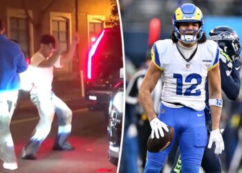Puka Nacua seen stumbling, dancing in street after Super Bowl