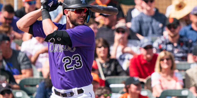 Colorado Rockies outfielder Kris Bryant (23) at bat.