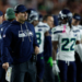Seattle Seahawks head coach Mike MacDonald looking out during the game.
