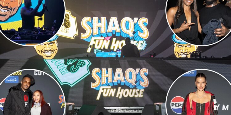 Shaq DJs for huge crowd at crazy Super Bowl party