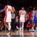 Bryce Hopkins and Zuby Ejiofor of the St. John's Red Storm basketball team celebrate during a game against the Creighton Bluejays.