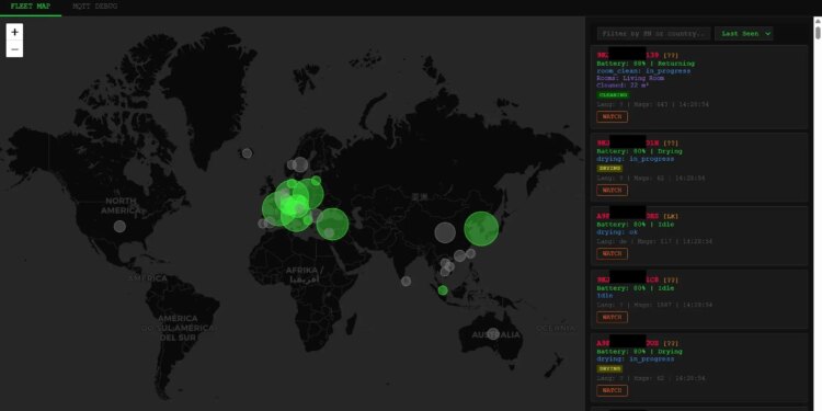 A map like the one I saw, with robots and packets trickling in.