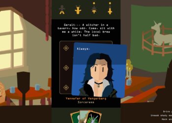 A screenshot from the video game Reigns: The Witcher.