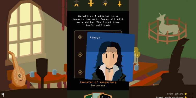 A screenshot from the video game Reigns: The Witcher.