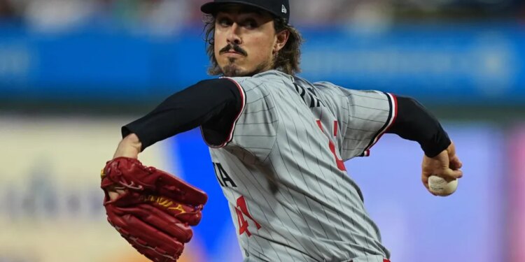 Minnesota Twins' Joe Ryan pitching a baseball.
