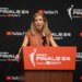 WNBA Commissioner Cathy Engelbert speaks to media prior to Game 1 of the 2024 WNBA Finals at Barclays Center.