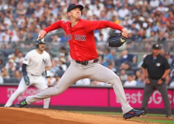 Walker Buehler pitching for the Boston Red Sox.