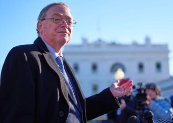 Director of the National Economic Council Kevin Hassett speaking to reporters at the White House.