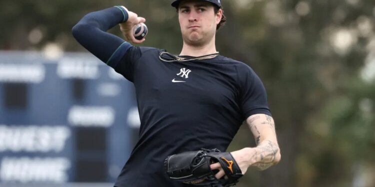 Cam Schlittler, throwing during a spring training workout earlier this month, had a successful bullpen session on Tuesday after being held a couple of days for a back issue the youngster called "insignificant."
